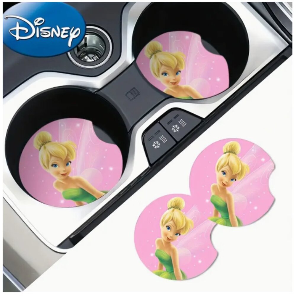 NEW 3pcs Disney Tinkerbell Neoprene Car Coasters & Key Chain Bundle - Picture 2 of 7
